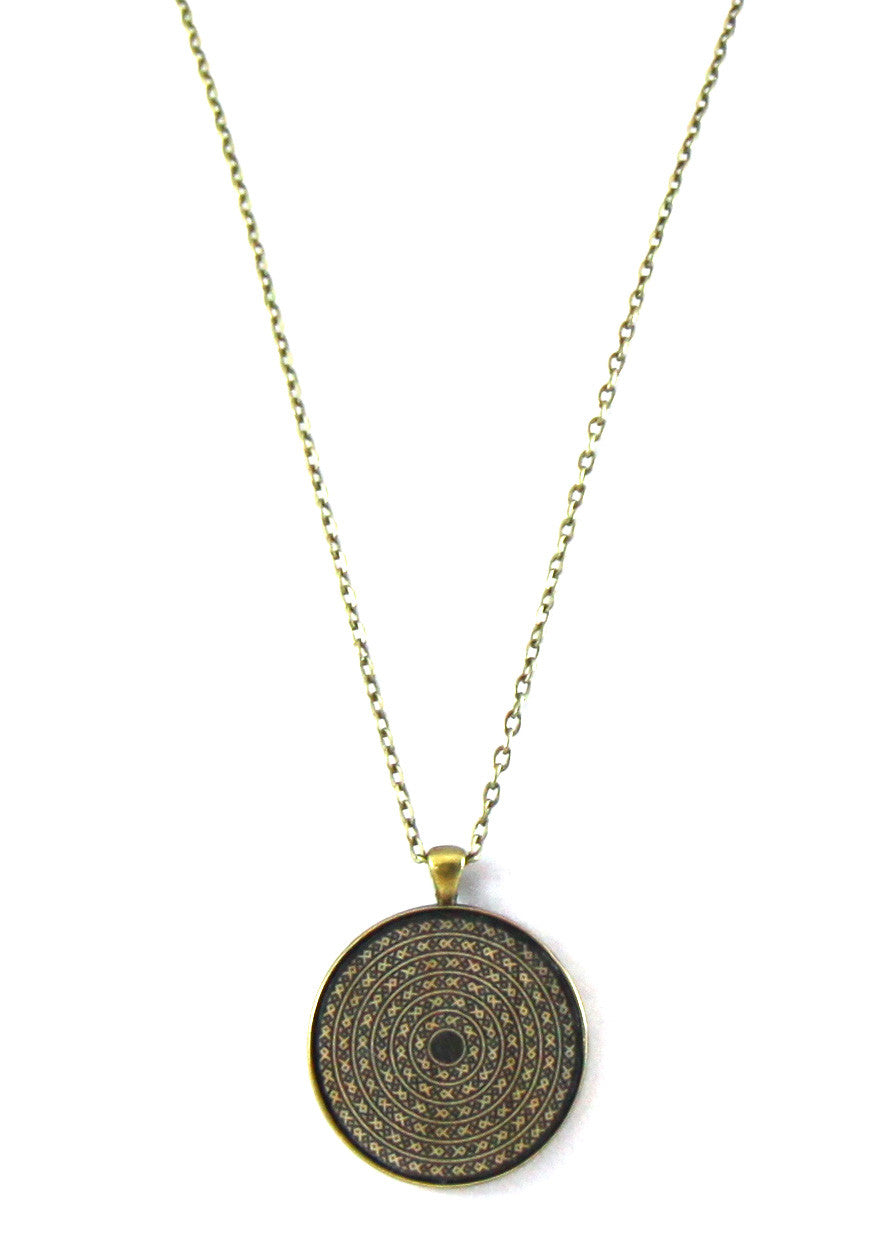 Black Tribal Print Necklace Pendant