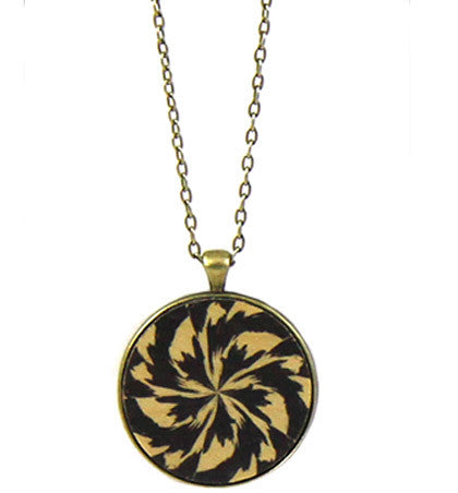 Floral Geometric Feathered  Pendant Necklace