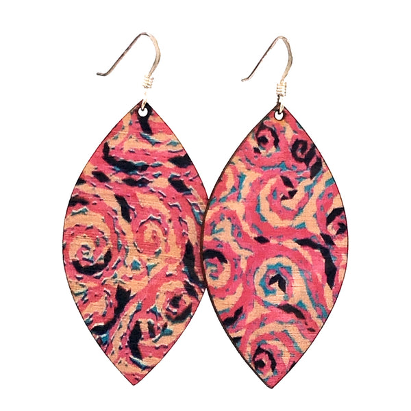 Pink petal lightweight earrings from sustainable wood